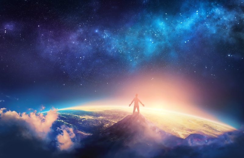 Standing, Mountain top, Man, 4K, Space, 4K, Peak