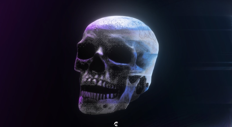 purple, glitch, human teeth, skull, skeleton, Creative, adult, fear, watch dogs 2, indoors, art, human body part, abstract, 8-bit, games, glitch art, colorful