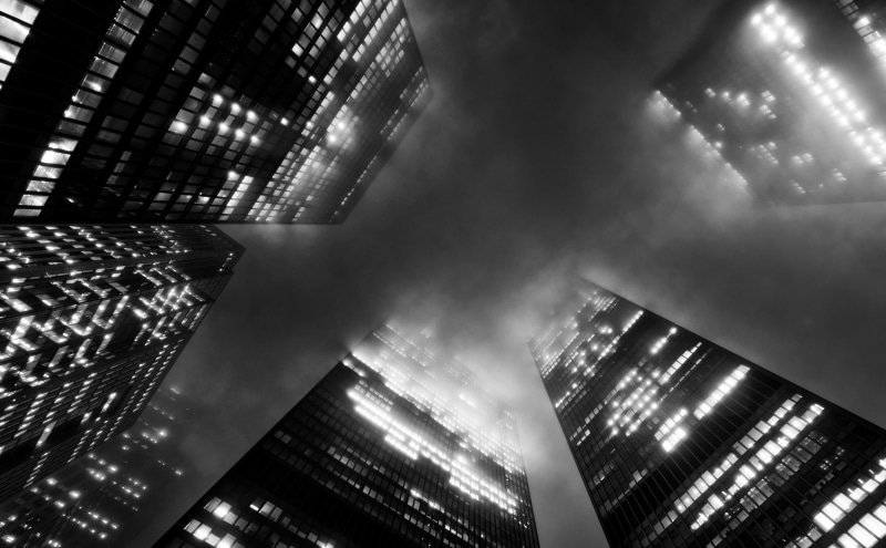 gloomy, Dark, city life, building exterior, 14mm, Lights, night, financial district, building, cloud - sky, architecture, low angle view, office building exterior