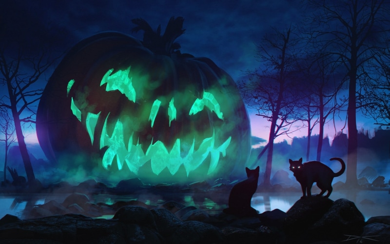 outdoors, scary, mammal, night, sky, 1080P, animal representation, no people, forest, animal wildlife, representation, halloween, animal themes, glowing