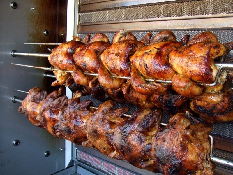meat, healthy eating, barbecue Grill, close-up, dinner, still life, roasted, chicken, cooking, grilling, white meat, tray, ready-to-eat, grilled, high angle view