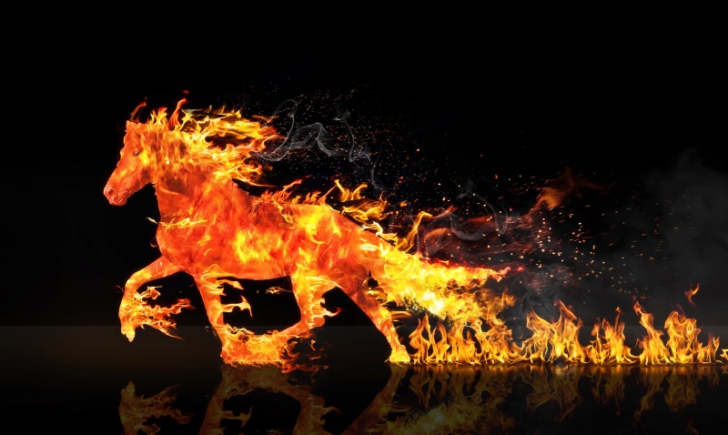 digital, orange color, wood - material, flame, fire, burning, heat - temperature, no people, glowing, motion, outdoors, fire horse, log, black background