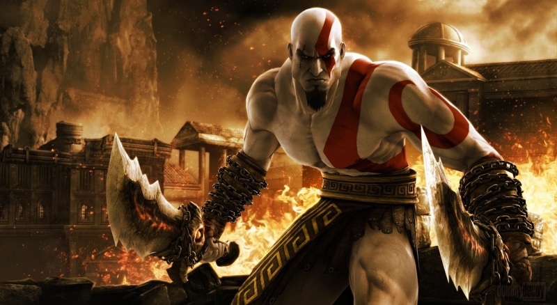 Games, sport, anger, muscular build, motion, panoramic, men, waist up, 1080P, conflict, nature, competition, war, God Of War, people, clothing