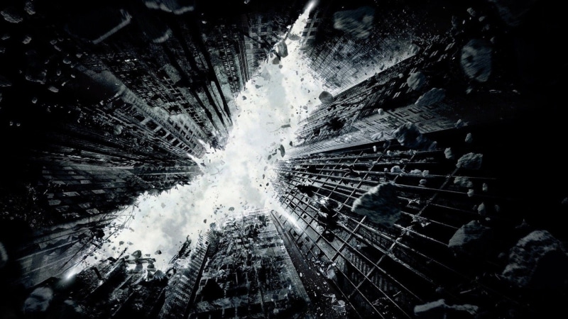 city, Batman, architecture, outdoors, low angle view, tree, blurred motion, The Dark Knight Rises, motion, building exterior, no people, 1080P, nature