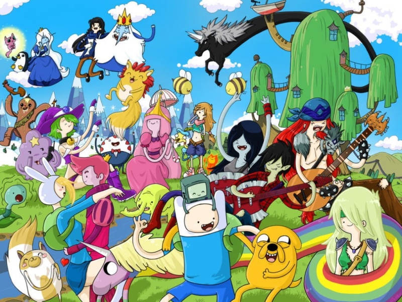 group of people, representation, Princess Bubblegum, adult, clip Art, Fionna the Human, animal, male likeness, artwork, outdoors, illustration, human representation