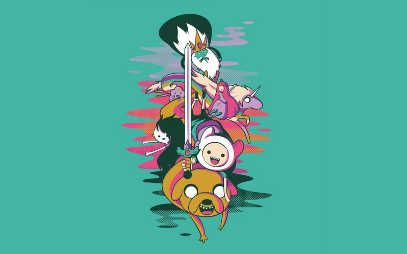 multi colored, Ice King, animal themes, Finn the Human, Adventure Time, nature, colored background, animal representation, 1080P, cute, no people