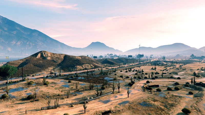 mountain range, land, scenics - nature, 2K, mountain, no people, high angle view, architecture, tranquility, video games, brown, tranquil scene, cloud - sky