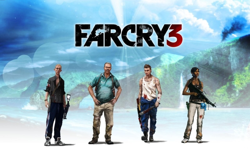 full length, western script, mid adult, Far Cry 3, text, day, communication, people, sky, group of people, males, adult, men, sign, nature, digital composite