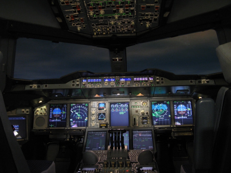 dashboard, no people, aerospace industry, computer monitor, air vehicle, Fly, glass - material, Cockpit, mode of transportation, Aircraft, pilot, Airbus