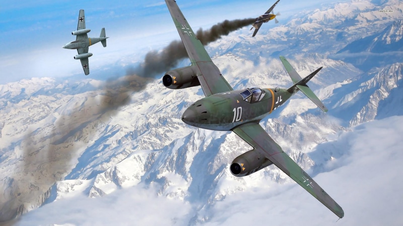 aircraft, airliner, motion, transportation, outdoors, snow, snowcapped mountain, sky, air vehicle, airplane, fighter aircraft, flight, mountain, 1080P