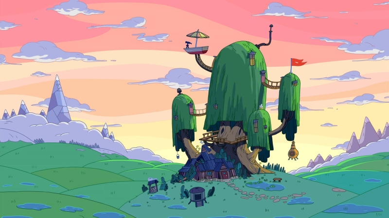 nature, 1080P, tree house, Adventure Time, mountains