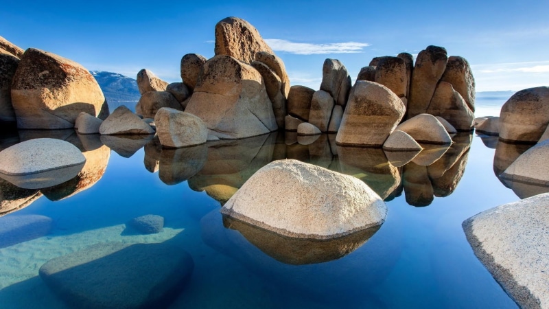 geology, beach, stony, rock, boulder, formation, sky, 1080P, landscape, rock formation, reflection, water