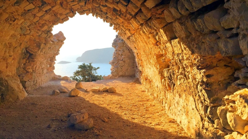 nature, sky, architecture, rhodes, solid, built structure, cave, monolithos, rock, arch, ancient civilization, natural arch, geology, 1080P, travel destinations
