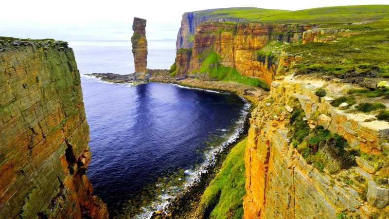 coasts, europe, old, cliff, 1080P, hoy, man, formations, landscape, geology, nature and landscapes, rock