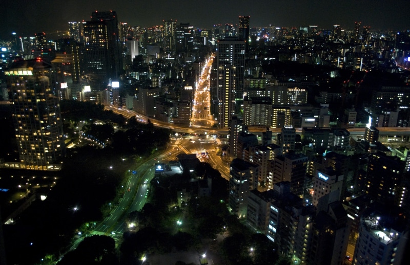 city life, crowded, building, Tokyo, buildings, architecture, lights, cityscape, tall - high, Japan, residential district, high angle view, 2K, night