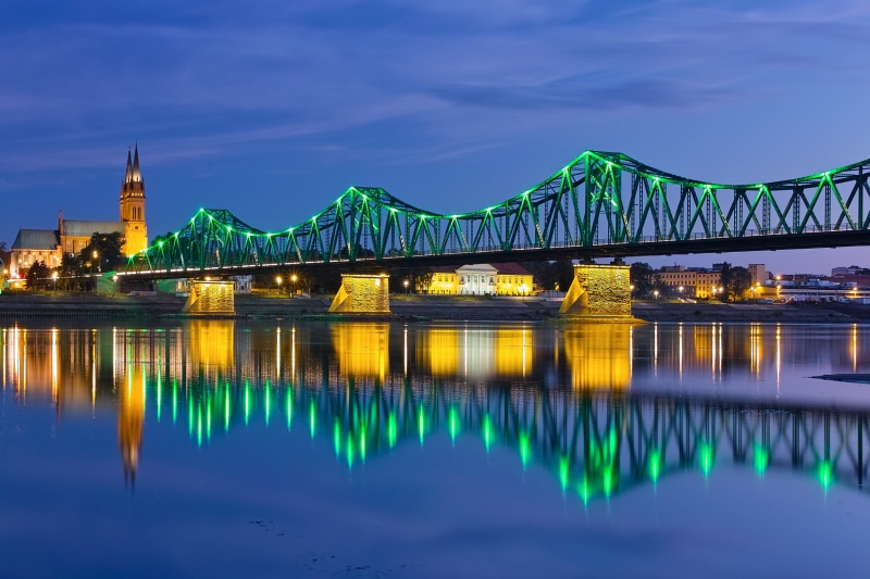 night time, dusk, famous Place, time, bridge, white bridge, Kujawy, night, black and white, illuminated, water, kujawsko-pomorskie, cityscape, bridge - Man Made Structure