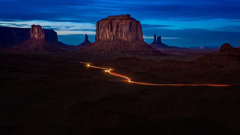 landscape, dawn, 4K, horizon, sky, rock, united states, terrain, mountain, monument valley, night, badlands, darkness, geology, usa, navajo, rock formation