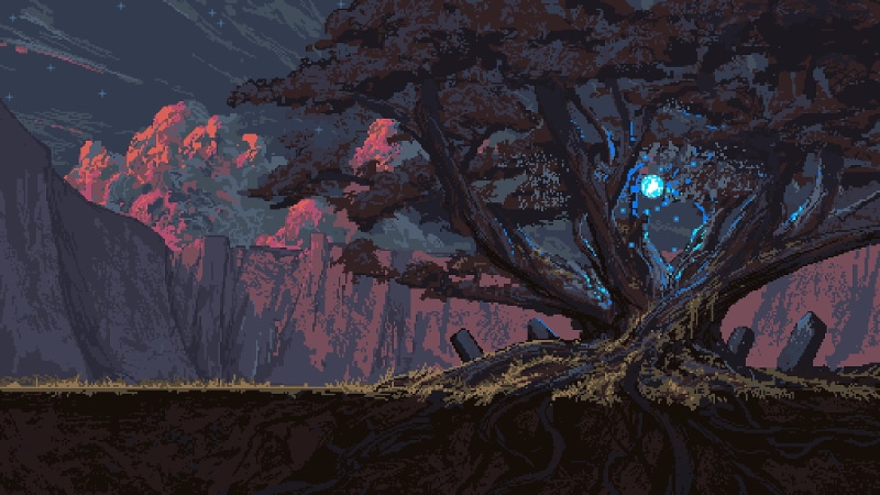 roots, Noah Bradley, 1080P, trees, magic, pixel art