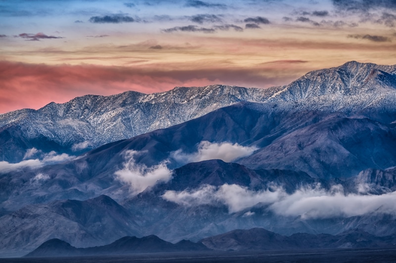 national, Badwater Basin, basin, badwater, cloudy, nature, mountain, Panamint, outdoors, mountain Range, cloud - Sky, mountain Peak, snow, 5K, Daybreak