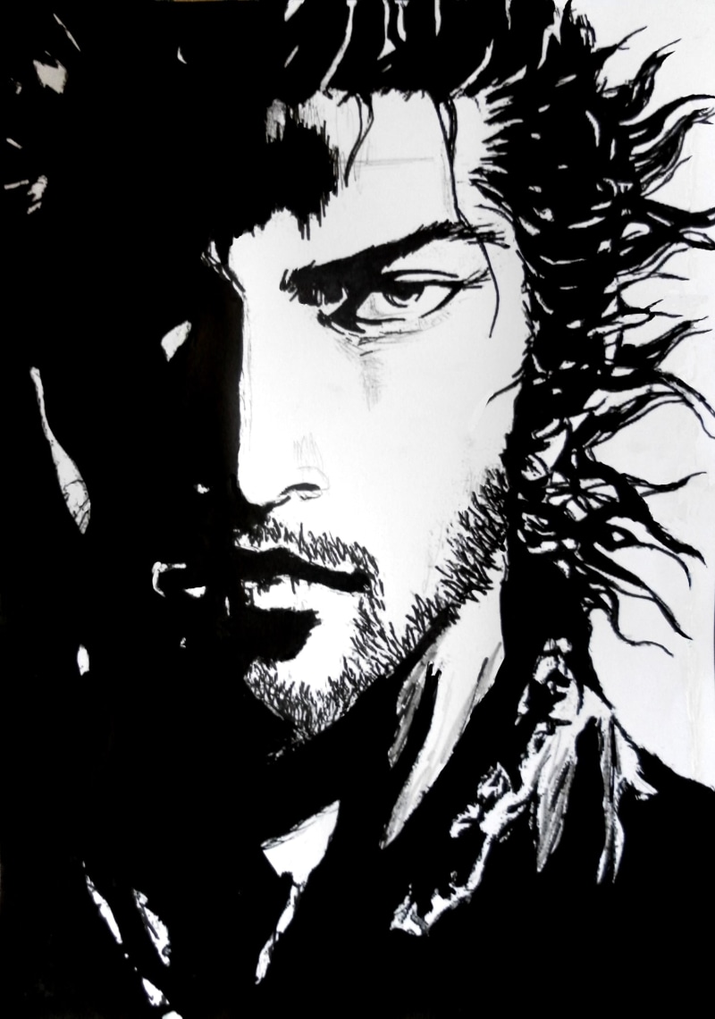 ink wash paintings, samurai, Inoue takehiko, Vagabond, 1080P, manga sketch, Vagabond: Water