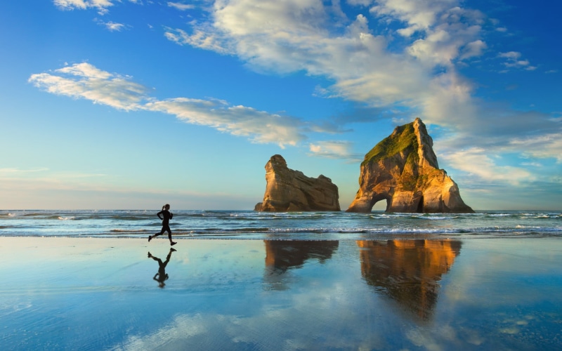 sport, cloud - sky, 1080P, nature, reflection, beauty in nature, day, Microsoft Windows, Windows 10, formation, rock, beach, one person, full length, scenics - nature