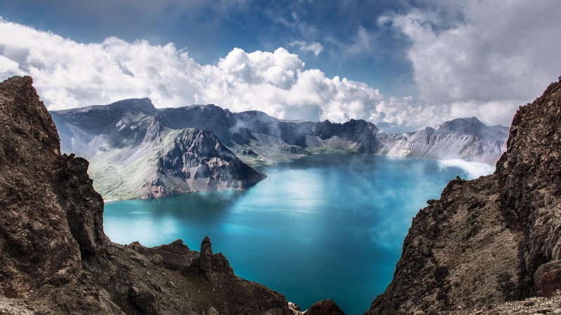 baishan, sky, reflection, peak, mountain range, volcanic, changbaishan tianchi, mount baekdu, cloud, lake, tianchi, crater lake, heaven lake, 4K, changbai