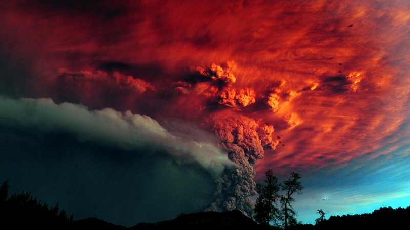 eruption, 4K, volcano, smoke, color