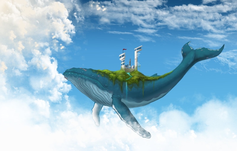 animal, clouds, digital composite, animals, floating, white, statue, outdoors, 1080P, building, nature, no people, day, bird, one animal, animal representation