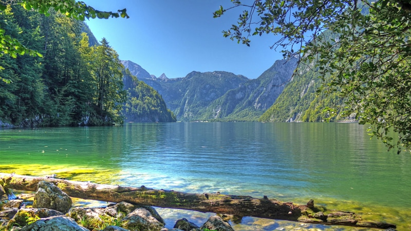 lake, rock, idyllic, hd, hours, no people, scenics - nature, tree, outdoors, 4K, two, tranquil scene, known, munich, mountain, nature, plant, mountain range
