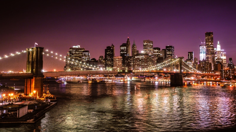 city, united, hd, america, states, ultra, manhattan, bridge, new, laptop, night, 4K, york, brooklyn