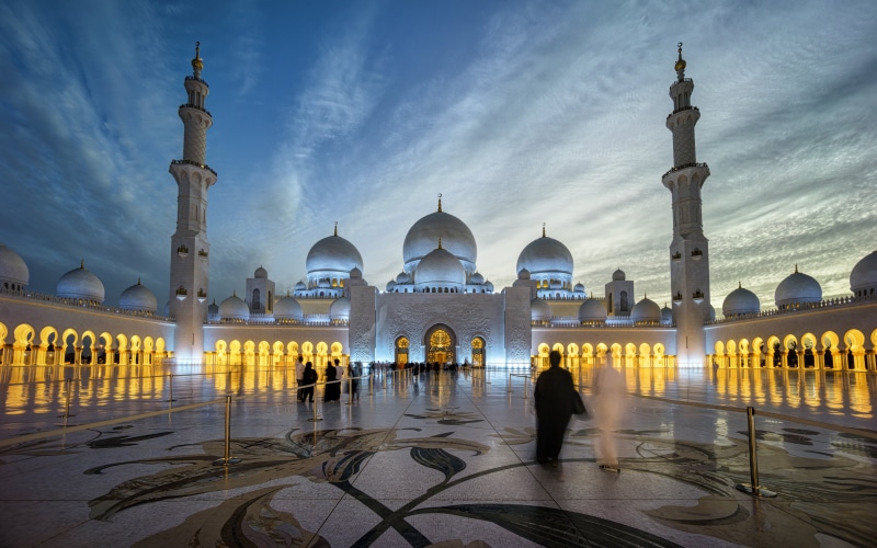 travel, incidental people, history, outdoors, night, courtyard, building, real people, centre, sheikh, beautiful, mobile, mosque, grand, hd