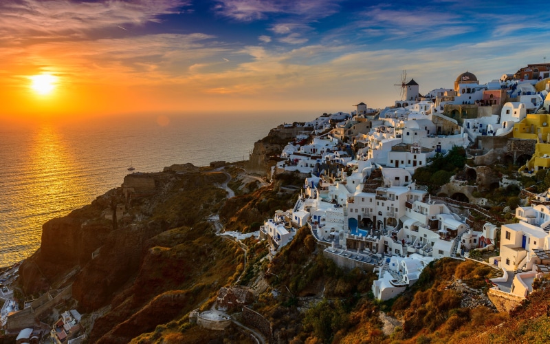 sky, built structure, rock, horizon, mobile, horizon over water, sea, aegean, scenics - nature, beauty in nature, desktop, land, greece, sunset