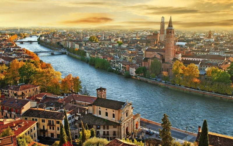 travel destinations, connection, no people, city, italy, high angle view, landscape, bridge - man made structure, building exterior, bridge, adige, verona
