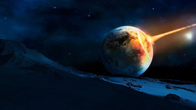 Space, Earth, 1080P, Stars, Photoshop, Meteorite, Sci Fi, Moon, Planet, Destruction