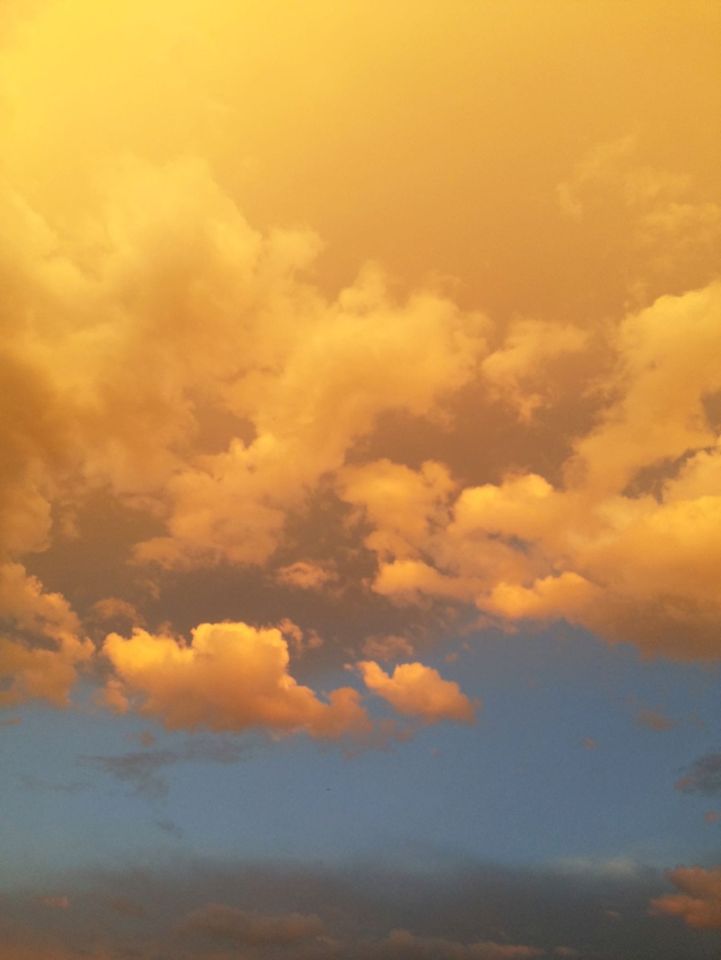 colorful, blue and yellow sky, blue sky, tranquil scene, cloud, non-urban scene, yellow clouds, full frame, sunset, orange color, beauty in nature, Yellow Sky