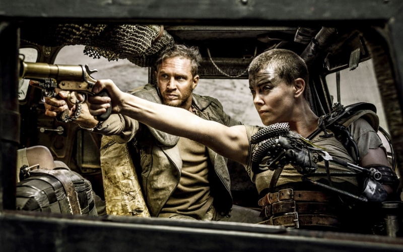 actor, mode of transportation, men, weapon, Tom Hardy, Charlize Theron, movies, hardy, d, history, occupation, mid adult, Mad Max: Fury Road, waist up