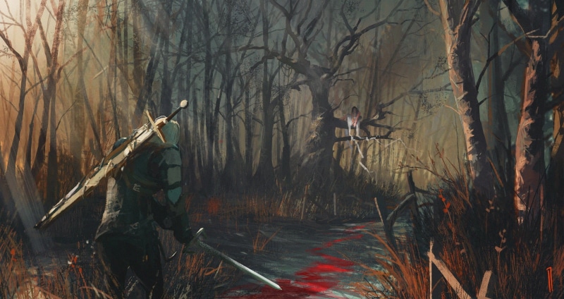  The Witcher 3: Wild Hunt, outdoors, no people, mmorpg, reflection, water, tree, tree trunk, nature, land, animal, branch, trunk, plant, lake