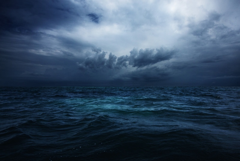 storm, horizon, water, tranquility, overcast, body, clouds, 1080P, sea, cloud - sky, waterfront, horizon over water, beauty in nature, no people, power in nature
