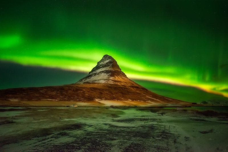 rocks, nature, landscape, colors, kirkjufell, 720P, night, Magic, nights, islandia, Aurora Borealis, iceland, travel, aurora, mountains, borealis