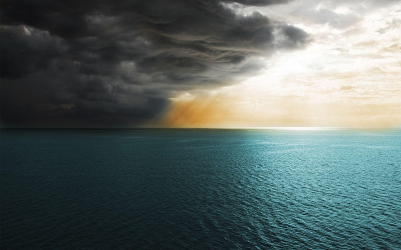 ocean, covering, dark, 1080P, clouds, storm, body, 1920x1200, cloud, sun, beaches, water