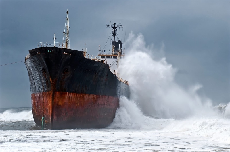 outdoors, storm, nature, waves, transportation, ship, motion, brown, rain, freight transportation, black, no people, power in nature, breaking, atlantic ocean