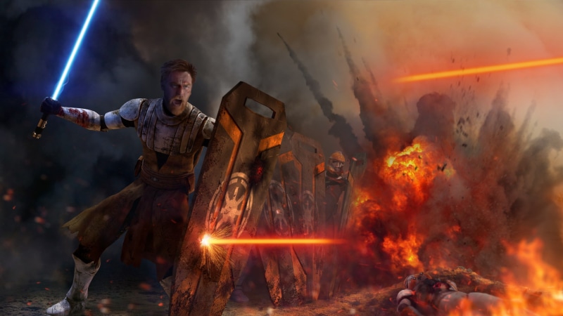 Battle, Obi-Wan Kenobi, 1080P, Star Wars, Lightsaber, Shield, Explosion