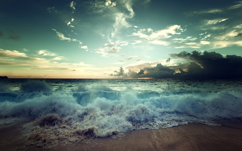 waves, sunset, nature, horizon, clouds, beach, land, sport, beauty in nature, water, sea, motion, ocean, wave, cloud - sky, power, 1080P, scenics - nature