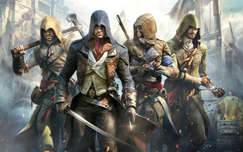2K, assassin, outdoors, art and craft, armed Forces, real people, Assassins Creed, traditional clothing, video games, day, clothing, young men, festival
