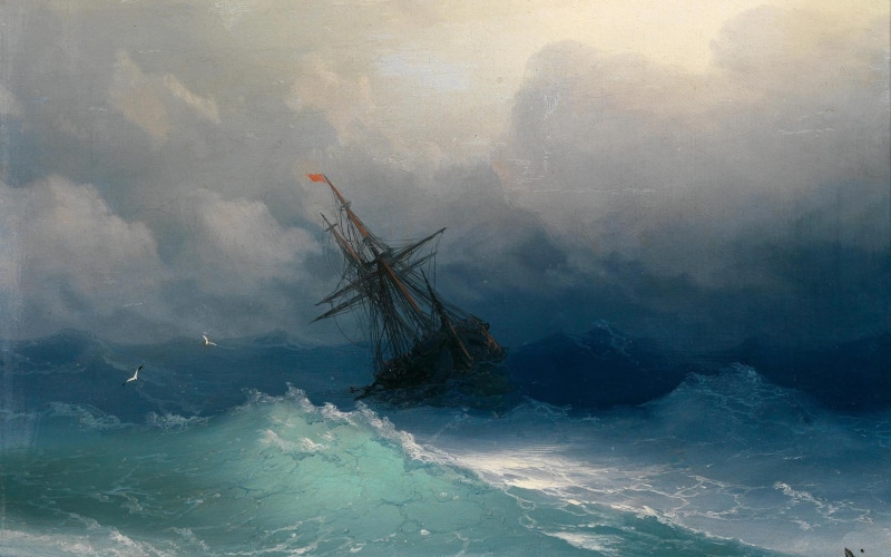 sky, sailing ship, environment, ruined, fog, sailboat, no people, sea, beach, shipwreck, outdoors, day, damaged, painting ivan aivazovsky sea ship seagulls waves classic art