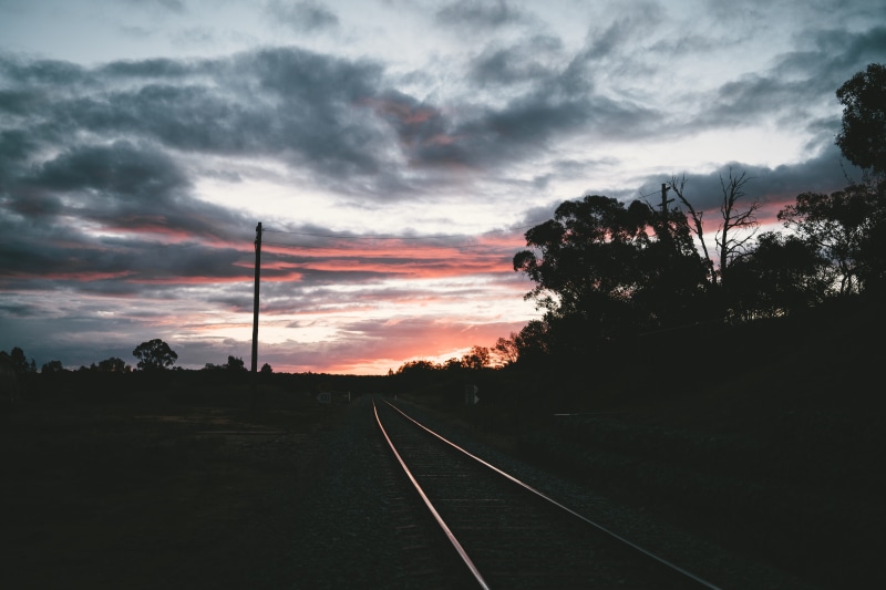 track, narrandera, 5K, sky, australia, electricity, beauty in nature, railroad track, the way forward, no people, rail transportation, cloud - sky, direction