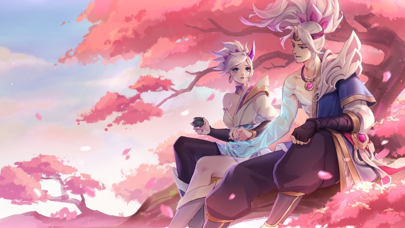 Yasuo (League of Legends), spirit blossom, PC gaming, League of Legends, 4K, Yasuo, Riven (League of Legends), Riven