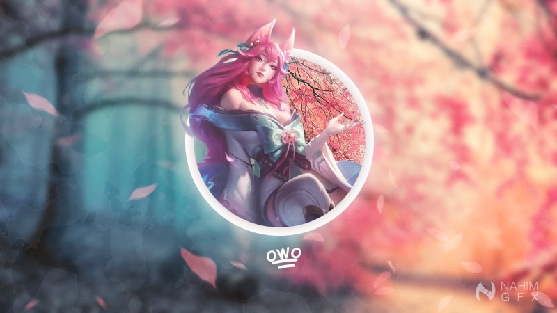 pink, 1080P, Ahri (League of Legends), forest, Ahri, spirit blossom