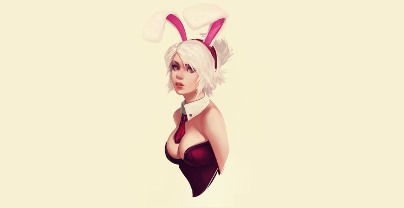 bunny suit, League of Legends, Riven (League of Legends), 1080P, cleavage
