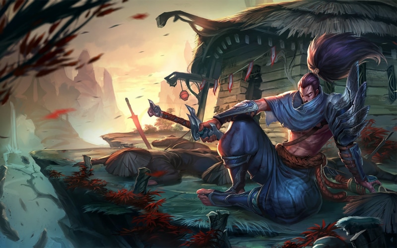 nature, fire - Natural Phenomenon, traditional clothing, three quarter length, religion, spooky, LoL, illustration, League of Legends, representation, Yasuo